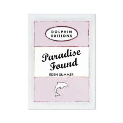 Paradise Found Quote Print On Vintage Style Book Cover In Pink - Unframed