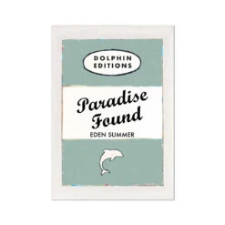 Paradise Found Quote Print On Vintage Style Book Cover In Sage Green - Unframed