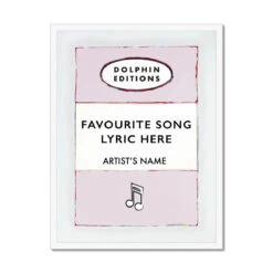 Your Custom Song Lyric On Vintage Style Book Cover Print | Custom Song Lyric Print| Pink - Framed -Beach House Art Personalised Book Cover Art Custom Song Lyric Print Pink Framed Print Fine art Beach House Art 1668856020