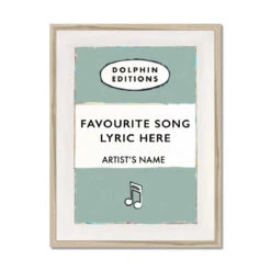 Your Custom Song Lyric On Vintage Style Book Cover Print | Custom Song Lyric Print | Sage Green - Framed