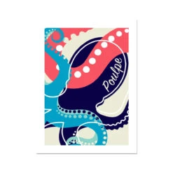 Poulpe | Graphic Fish Art Print | Kitchen Wall Art - Unframed Print