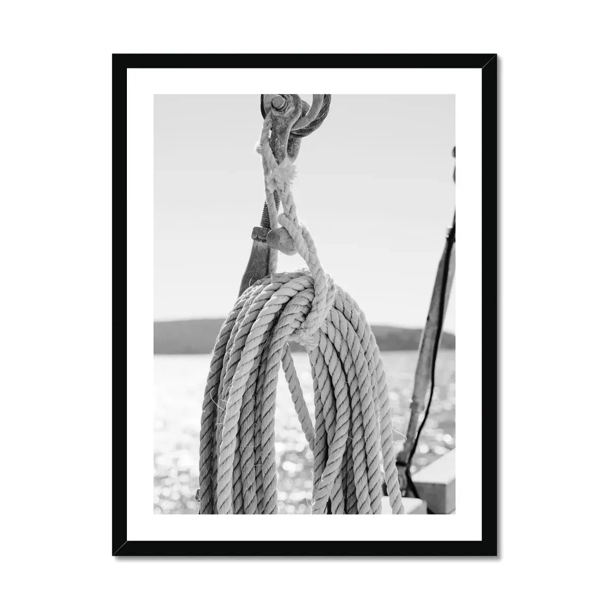 Rope & Tackle Sailing Photography Print | Black & White Photography - Framed Rope & Tackle Sailing Photography Print | Black & White Photography - Framed -Beach House Art Rope Tackle Photography Framed Print Fine art Beach House Art 1659372279