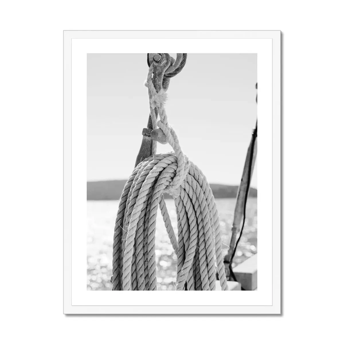 Rope & Tackle Sailing Photography Print | Black & White Photography - Framed Rope & Tackle Sailing Photography Print | Black & White Photography - Framed -Beach House Art Rope Tackle Photography Framed Print Fine art Beach House Art 1659372283