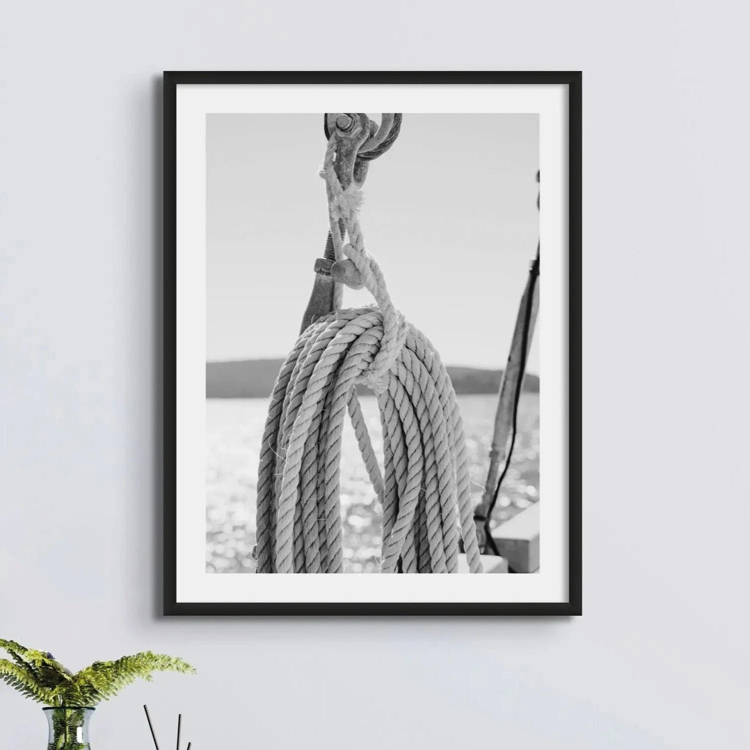 Rope & Tackle Sailing Photography Print | Black & White Photography - Framed Rope & Tackle Sailing Photography Print | Black & White Photography - Framed -Beach House Art Rope Tackle Photography Framed Print Fine art Beach House Art 1659439067