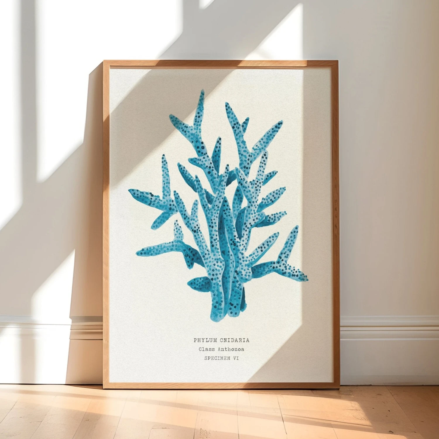 Coral Wall Art | Sea Blue Coral Painting | Specimen 6 - Framed Coral Wall Art | Sea Blue Coral Painting | Specimen 6 - Framed -Beach House Art S6new