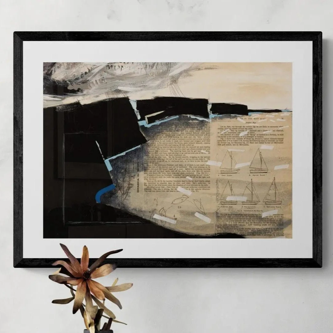 Sailing Bay: Modern Coastal Art - Unframed Sailing Bay: Modern Coastal Art - Unframed -Beach House Art Sailing Bay Unframed Print Wall Art Beach House Art 1650736381