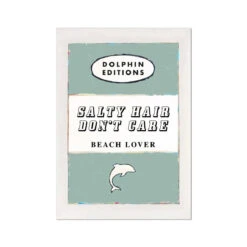 Salty Hair Quote Print On Vintage Style Book Cover In Sage Green - Unframed