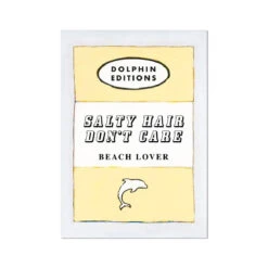 Salty Hair Quote Print On Vintage Style Book Cover In Yellow - Unframed