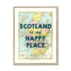 Scotland Is My Happy Place (Scotland Map) Vintage Map Art - Framed