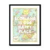 Scotland Is Our Happy Place (Scotland Map) Vintage Map Art - Framed