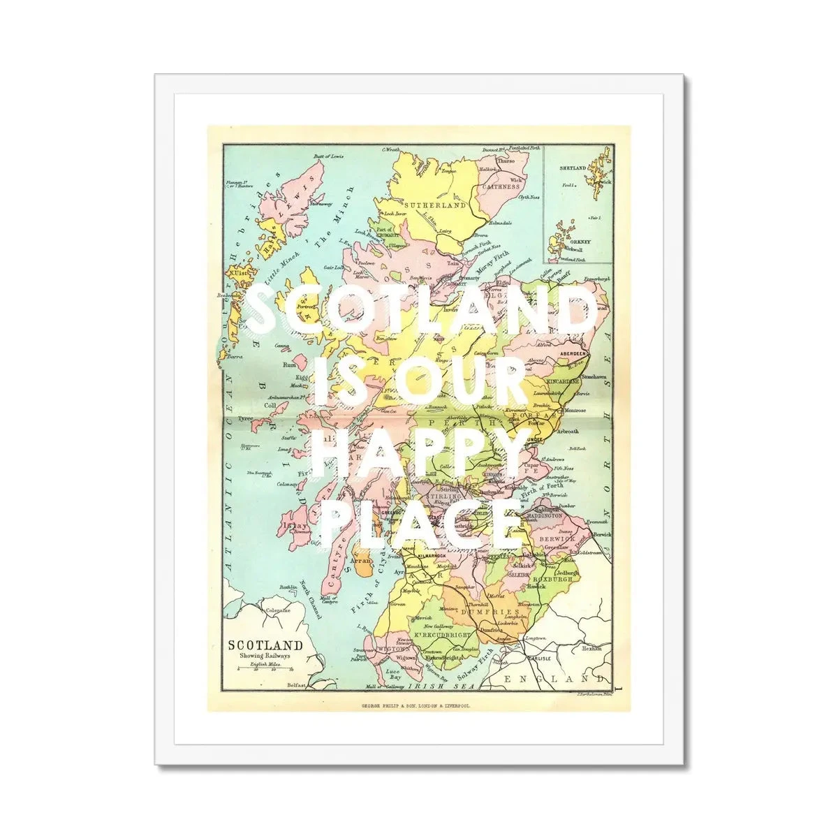 Scotland is our Happy Place (Scotland Map) Vintage Map Art - Framed Scotland Is Our Happy Place (Scotland Map) Vintage Map Art - Framed -Beach House Art Scotland is our Happy Place Scotland Map Vintage Map Art Framed Print Fine art Beach House Art 1659370258