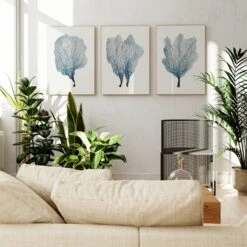 Sea Fan Watercolour Coral Painting | Coral Art | No 3 - Unframed -Beach House Art Sea Fan Set 1 2