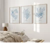 Set Of Three Blue Seaweed Prints | Coastal Wall Art Set - Unframed