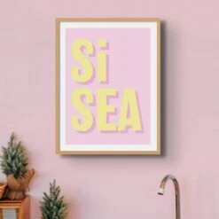 Si Sea (Pink) Word Art Print - Unframed -Beach House Art Si Sea Pink Fine Art Print Fine art Beach House Art 1658947754