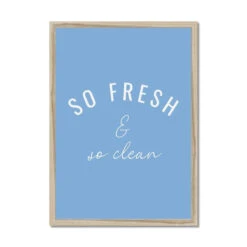 So Fresh (Cornish Blue) Fun Bathroom Word Art Print - Framed