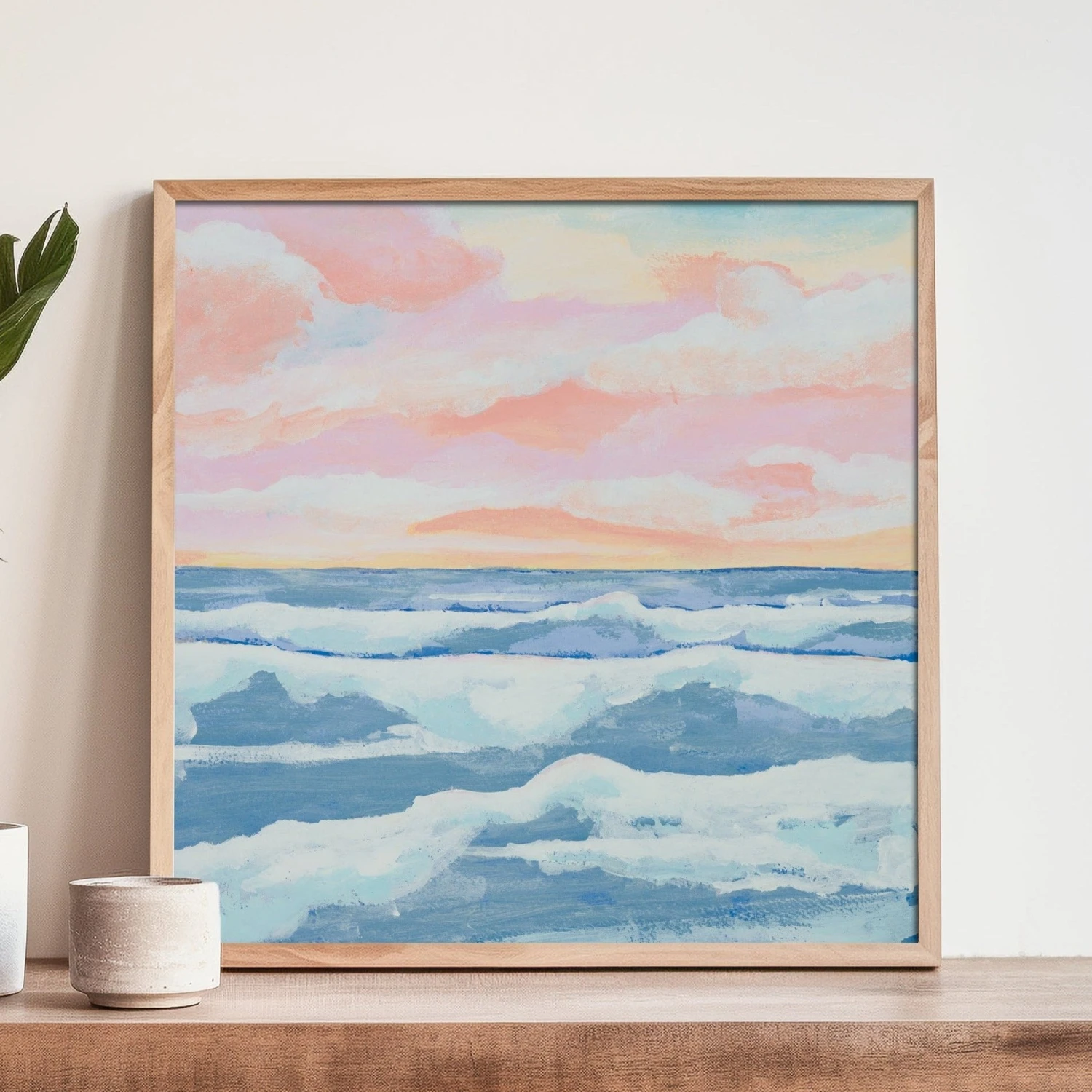 Sunrise on Sea Painting | Seascape Painting - Unframed Sunrise On Sea Painting | Seascape Painting - Unframed -Beach House Art SunriseonSeasquare