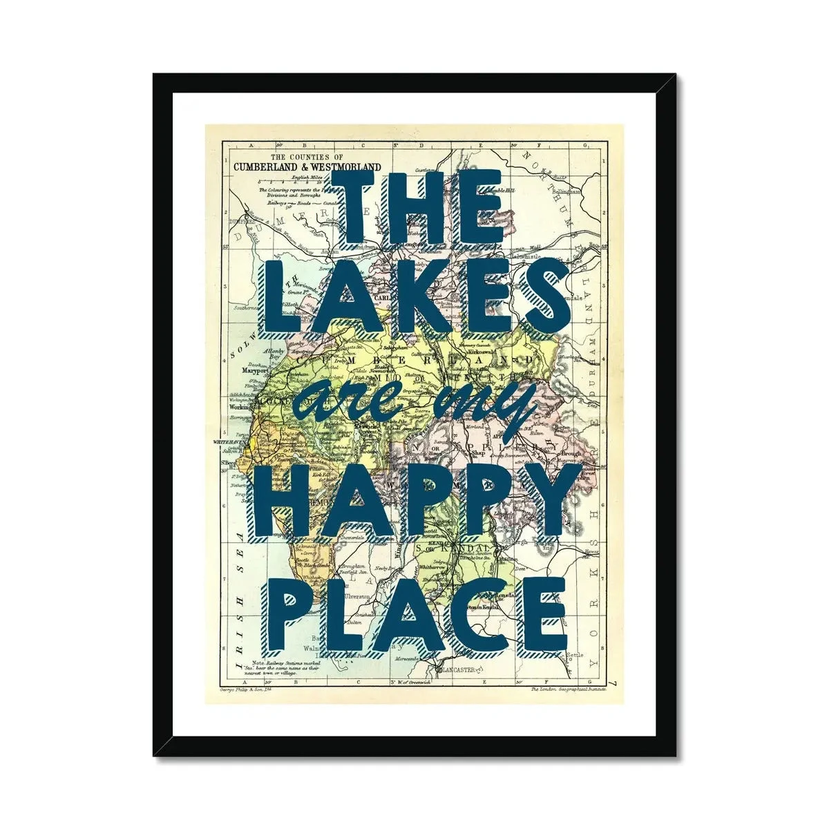 The Lakes are my Happy Place Quote on A Vintage Lake District Map Print - Framed The Lakes Are My Happy Place Quote On A Vintage Lake District Map Print - Framed -Beach House Art The Lakes is my Happy Place Lake District Map Framed Wall art Beach House Art 1650917219