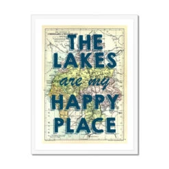 The Lakes Are My Happy Place Quote On A Vintage Lake District Map Print - Framed 5 The Lakes Are My Happy Place Quote On A Vintage Lake District Map Print - Framed -Beach House Art The Lakes is my Happy Place Lake District Map Framed Wall art Beach House Art 1650917223