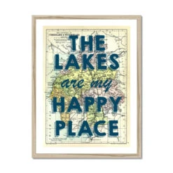 The Lakes Are My Happy Place Quote On A Vintage Lake District Map Print - Framed 6 The Lakes Are My Happy Place Quote On A Vintage Lake District Map Print - Framed -Beach House Art The Lakes is my Happy Place Lake District Map Framed Wall art Beach House Art 1650917227