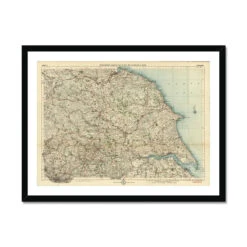 Framed Yorkshire Map Print | Vintage Yorkshire Map Print - Framed