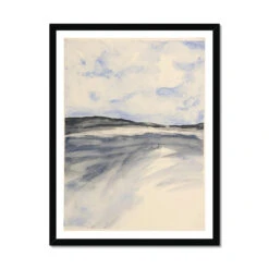 Watercolour Bay Painting | Modern Coastal Art - Framed -Beach House Art Watercolour Bay Framed Print Wall Art Beach House Art 1650733444
