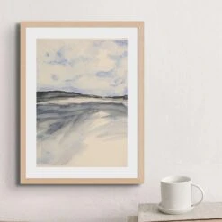 Watercolour Bay Painting | Modern Coastal Art - Framed -Beach House Art Watercolour Bay Modern Coastal Art Framed Home Garden Decor Artwork Posters Prints Visual Artwork Beach House Art 1661339951