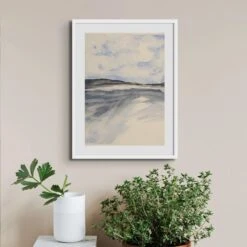 Watercolour Bay Painting | Modern Coastal Art - Framed -Beach House Art Watercolour Bay Modern Coastal Art Framed Home Garden Decor Artwork Posters Prints Visual Artwork Beach House Art 1665477250