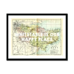 Whitstable Is Our Happy Place Quote On Vintage Kent Map Print - Framed 4 Whitstable Is Our Happy Place Quote On Vintage Kent Map Print - Framed -Beach House Art Whitstable is our Happy Place Kent Map Vintage Map Art Framed Print Fine art Beach House Art 1659370937