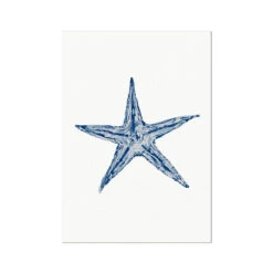 Watercolour Shell Art | Blue Art Starfish Print - Unframed