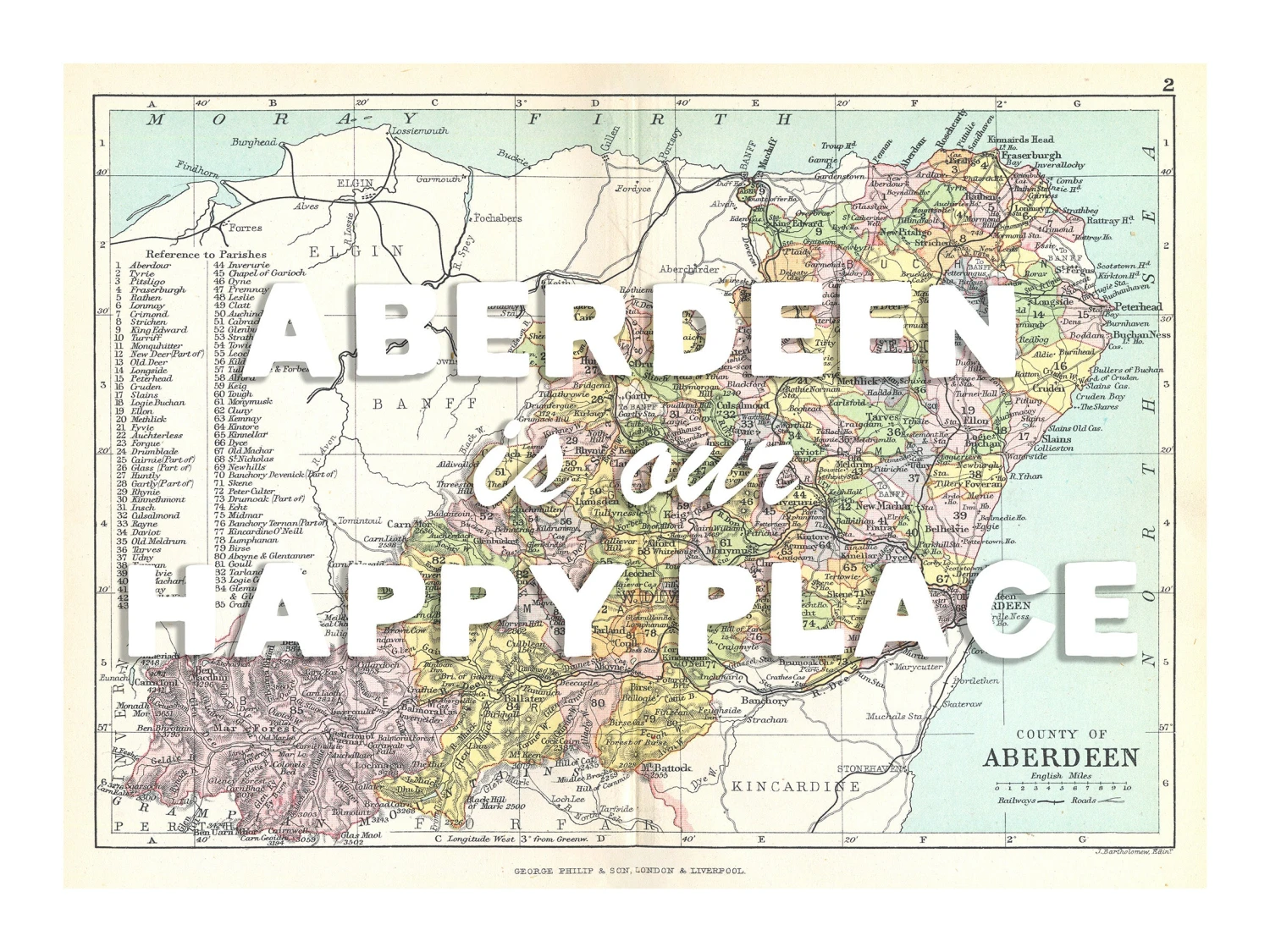 Personalised Vintage Map Print | Custom Location Poster | Favourite Place Art | White Font Personalised Vintage Map Print | Custom Location Poster | Favourite Place Art | White Font -Beach House Art aber our hp wh low 1
