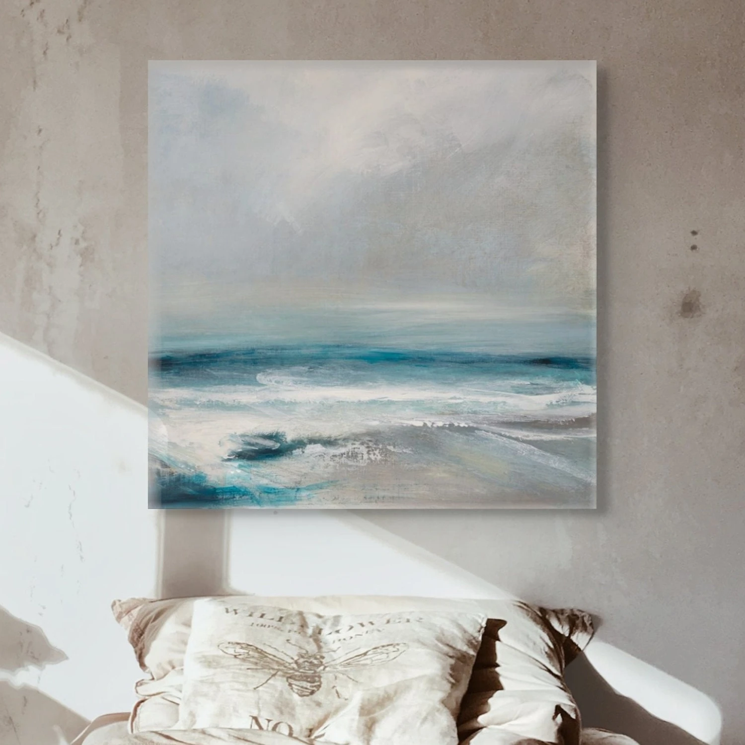 Abstract Aquamarine Seascape | Coastal Visions Sea Painting - Unframed Canvas Abstract Aquamarine Seascape | Coastal Visions Sea Painting - Unframed Canvas -Beach House Art abstract