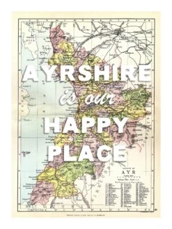 Personalised Vintage Map Print | Custom Location Poster | Favourite Place Art | White Font 8 Personalised Vintage Map Print | Custom Location Poster | Favourite Place Art | White Font -Beach House Art ayr our hp wh low 1