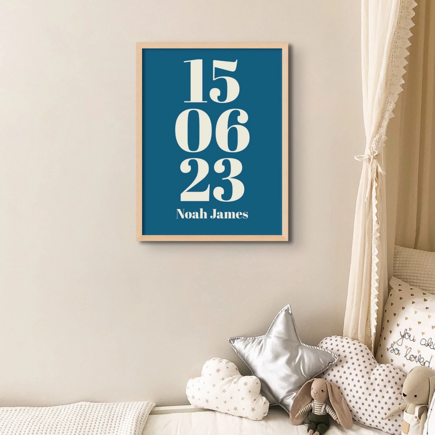 Personalised Date Art | Custom Date Print | Marine Blue - Unframed Personalised Date Art | Custom Date Print | Marine Blue - Unframed -Beach House Art babyprintmarineblue