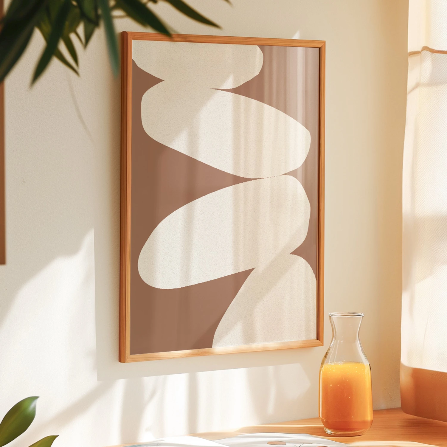 Balancing Stones Mocha No 1 - Abstract Shape Art - Framed Balancing Stones Mocha No 1 - Abstract Shape Art - Framed -Beach House Art balancing no 1 sq