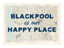 Personalised Vintage Map Print | Custom Location Poster | Favourite Place Art | Blue Font 15 Personalised Vintage Map Print | Custom Location Poster | Favourite Place Art | Blue Font -Beach House Art bpool our hp nv low