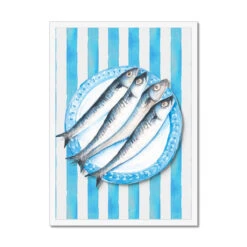 Sardine Painting On Blue Stripe | Kitchen Wall Art - Framed 6 Sardine Painting On Blue Stripe | Kitchen Wall Art - Framed -Beach House Art c2dc48db 8c26 4285 ac0c 5c804a03204d