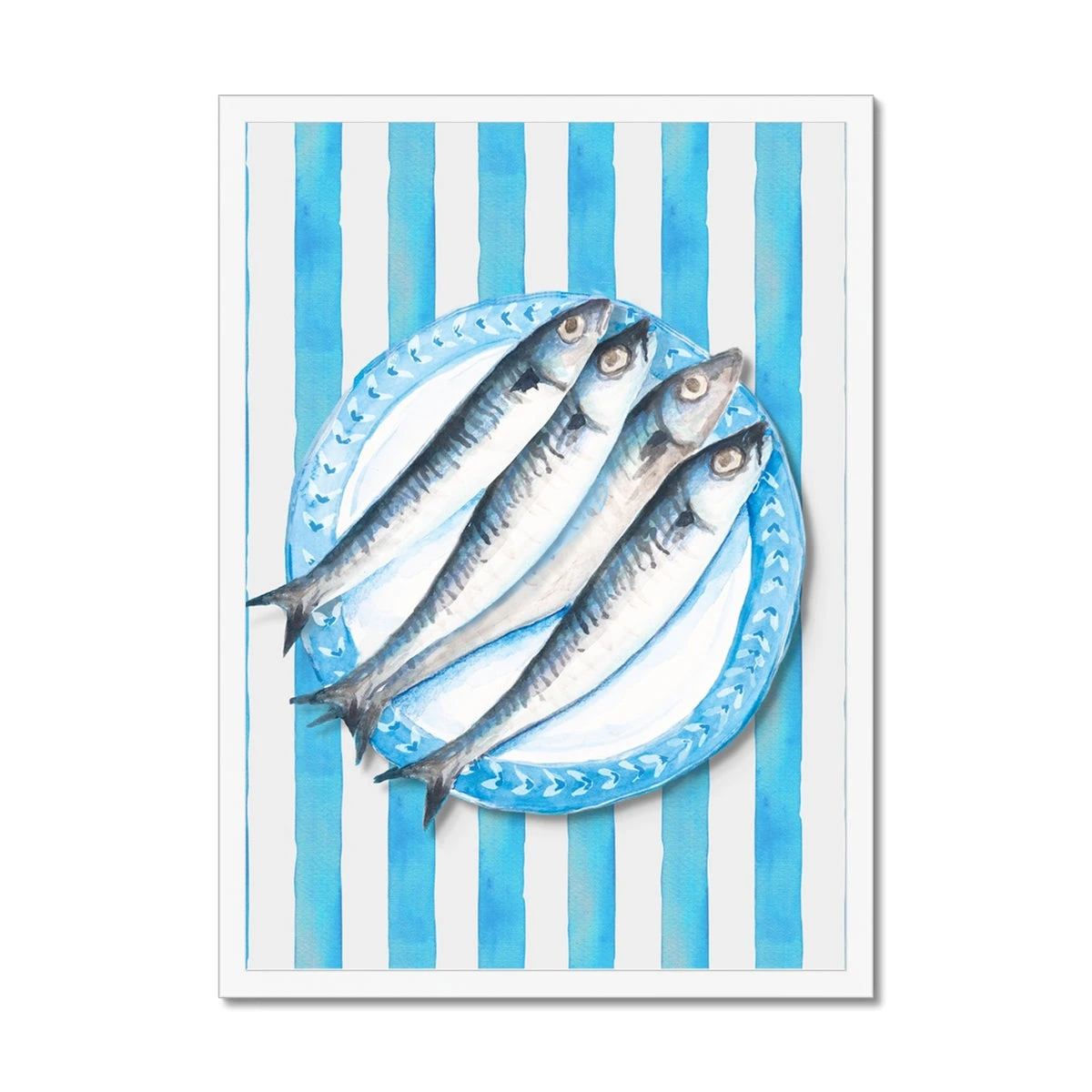 Sardine Painting on Blue Stripe | Kitchen Wall Art - Framed Sardine Painting On Blue Stripe | Kitchen Wall Art - Framed -Beach House Art c2dc48db 8c26 4285 ac0c 5c804a03204d