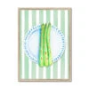 Asparagus Painting On Green Stripe | Kitchen Wall Art - Framed