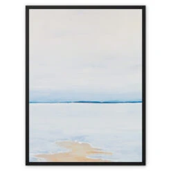 Modern Abstract Coastal Painting No 1 | Minimal Wall Art Print - Framed Canvas