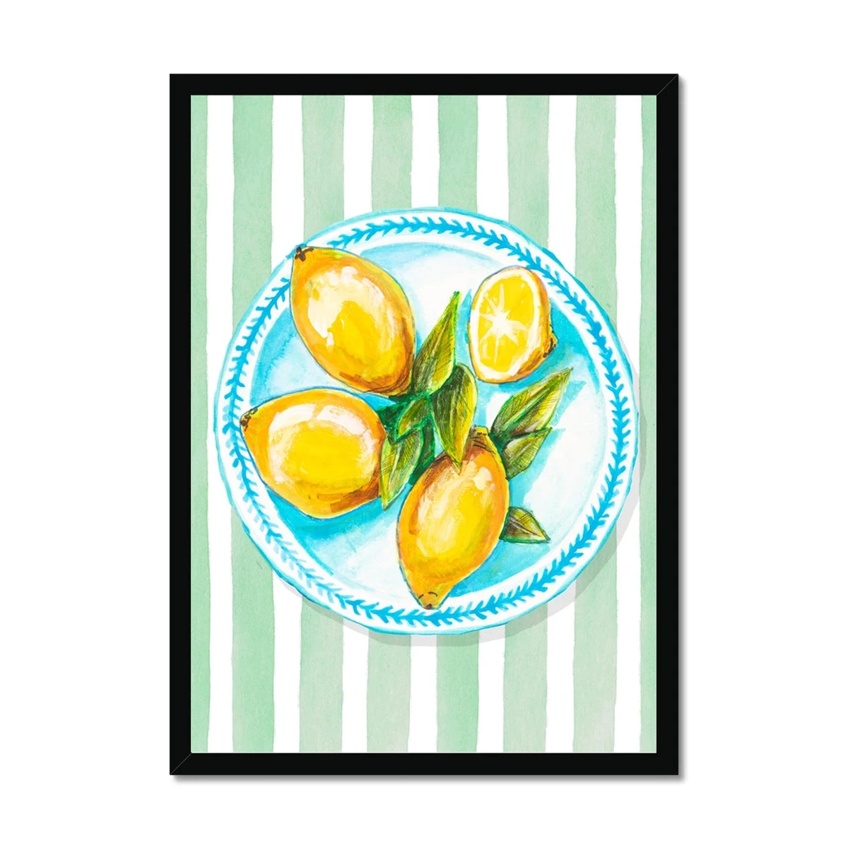 Lemon Painting on Green Stripe | Kitchen Wall Art - Framed Lemon Painting On Green Stripe | Kitchen Wall Art - Framed -Beach House Art dde75f34 5f25 4fa0 9870 108be9a517c4