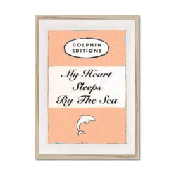My Heart Sleeps (Peach Fuzz Edition) Vintage Book Cover Art - Framed