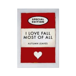 Autumn Leaves Quote On Vintage Style Book Cover Print - Unframed