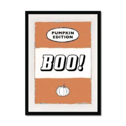 Boo! | Vintage Halloween Quote Print On Book Cover Print - Framed