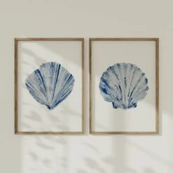 Watercolour Shell Art | Blue Scallop Shell Print - Unframed -Beach House Art fan scallop 1db2af98 dbcf 4260 bd85 9308b765a097