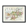 Ben Nevis Map Print - My Happy Place White Framed Print