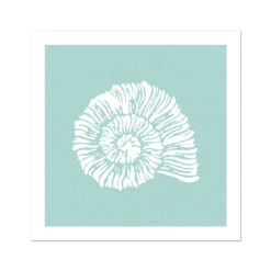 Spiral Shell Print | Graphic Shell Art Print | Aqua Blue - Unframed