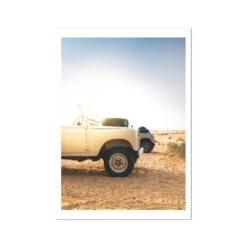 Land Rover Defender Beach At Dawn Photography Print | Colourful - Unframed