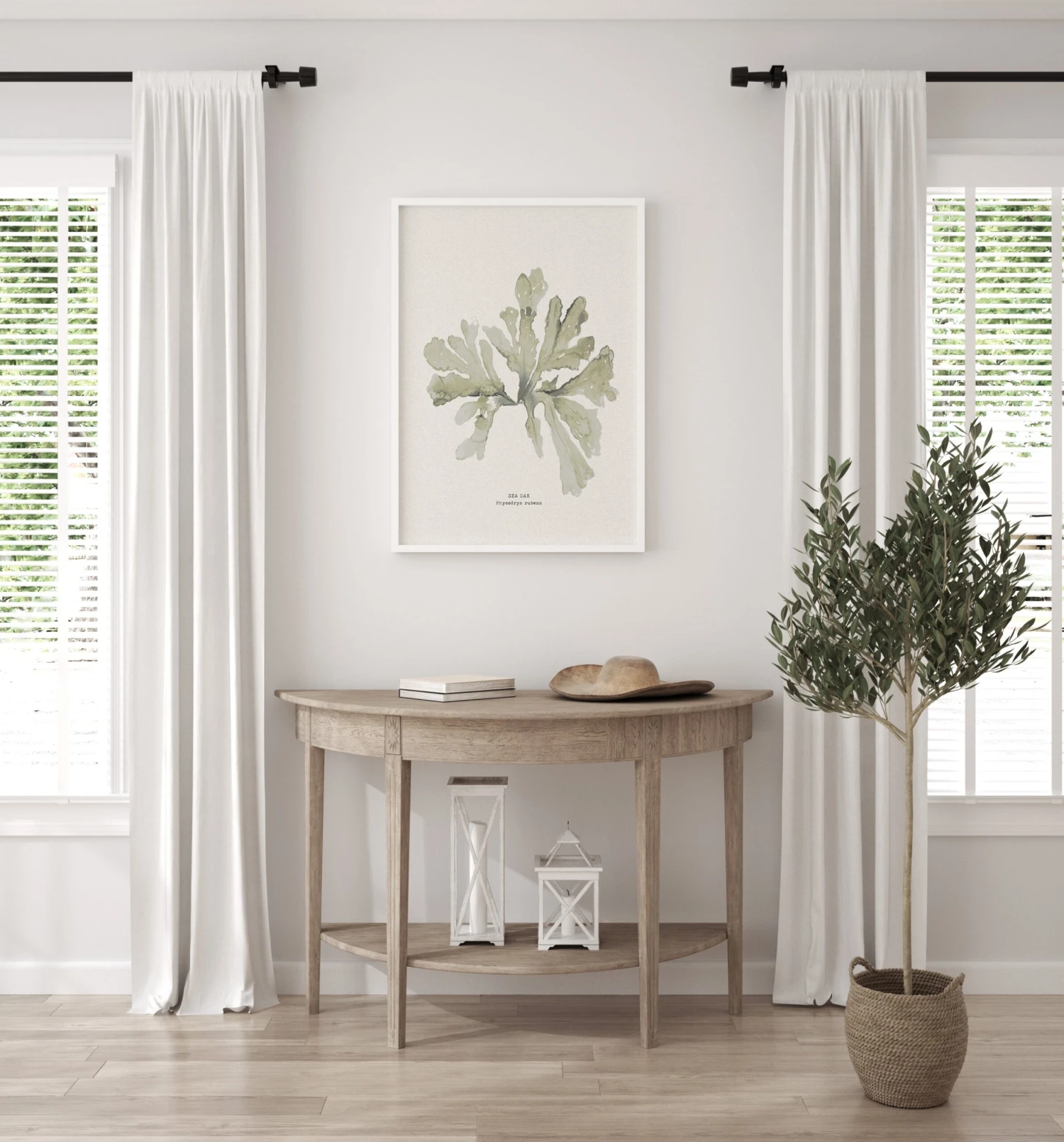 Set of Three Green Seaweed Prints - Framed Set Of Three Green Seaweed Prints - Framed -Beach House Art green sea oak oak scaled