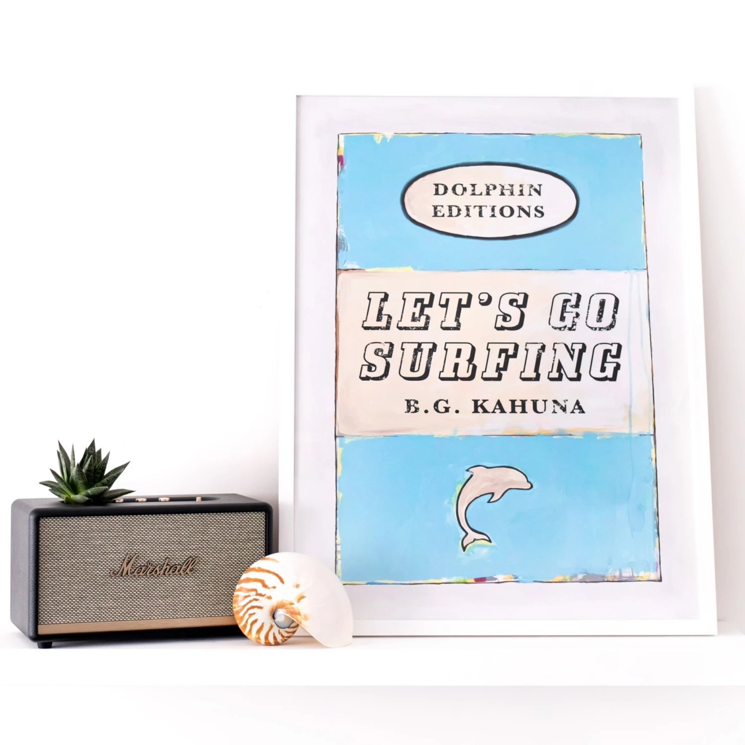 Let's Go Surfing (Vintage Book Art) - Unframed Let's Go Surfing (Vintage Book Art) - Unframed -Beach House Art letsgosurfingbookartprint