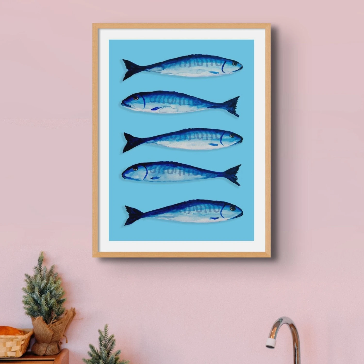 Mackerel Painting | Kitchen Fish Art Print | Mackerel Fish Painting on Blue - Unframed Mackerel Painting | Kitchen Fish Art Print | Mackerel Fish Painting On Blue - Unframed -Beach House Art mackerelblue aed43586 0ce5 4d9c 932c e5926023d4bc